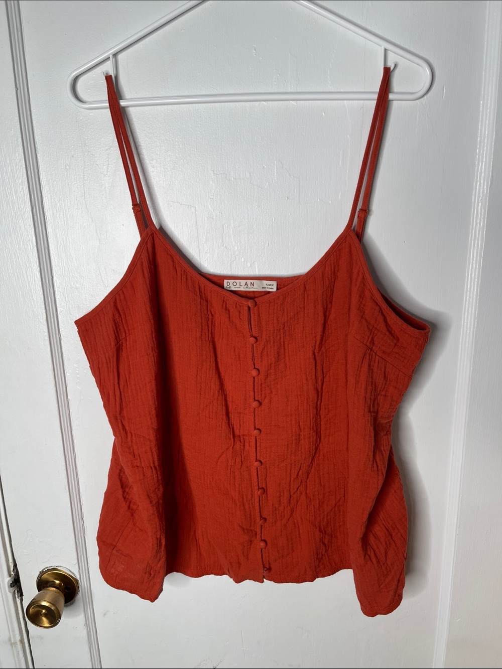 Dolan Tank Top XL Burnt Orange Rust Cotton Gauze Cami Anthropologie Button Front